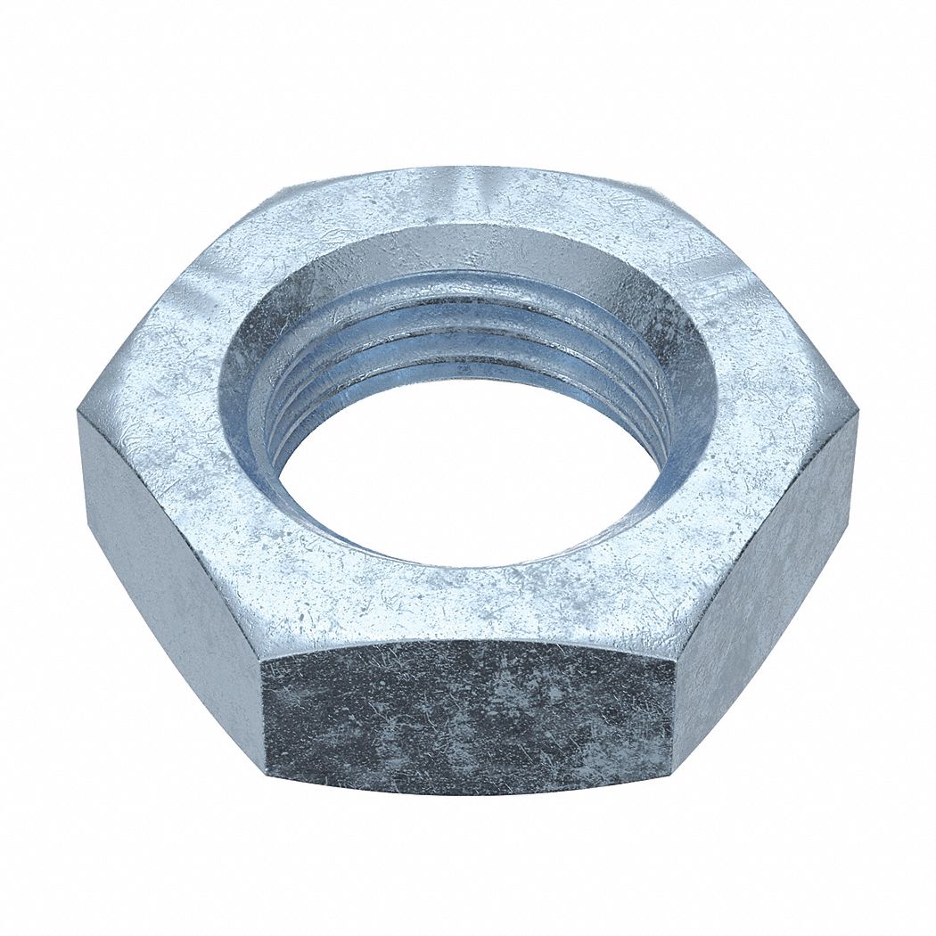 Hex Nut: Jam Hex, M16x1.00 Thread, 24 mm Hex Wd, 8 mm Hex Ht, Steel, Class 4, Zinc-Plated, 50 PK