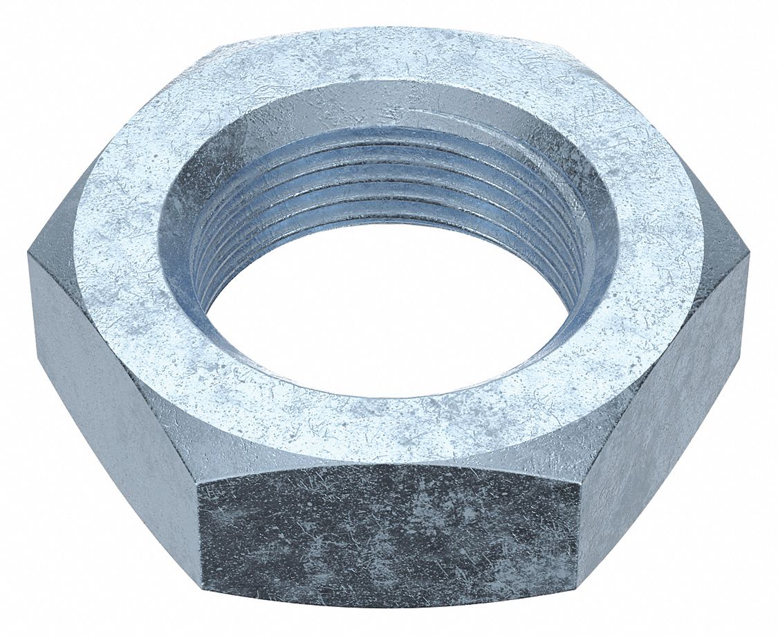 Hex Nut: Jam Hex, M24x1.50 Thread, 36 mm Hex Wd, 12 mm Hex Ht, Steel, Class 4, Zinc-Plated, 25 PK