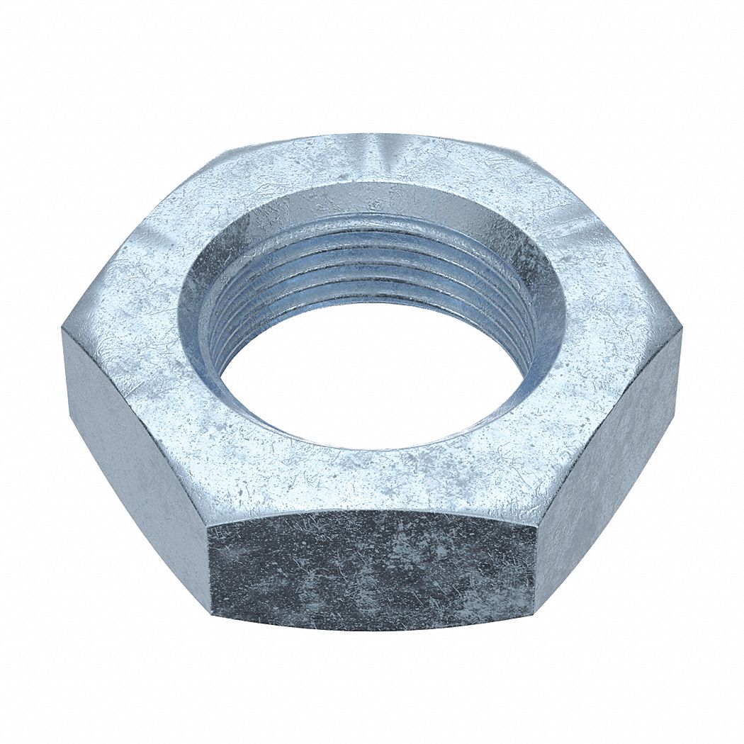 Hex Nut: Jam Hex, M30x2.00 Thread, 46 mm Hex Wd, 15 mm Hex Ht, Steel, Class 4, Zinc-Plated, 10 PK