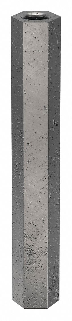 Standoff: M4-0.7 Thrd Sz, 50 mm Lg, Hex, Steel, Zinc Plated, 7 mm Hex Wd