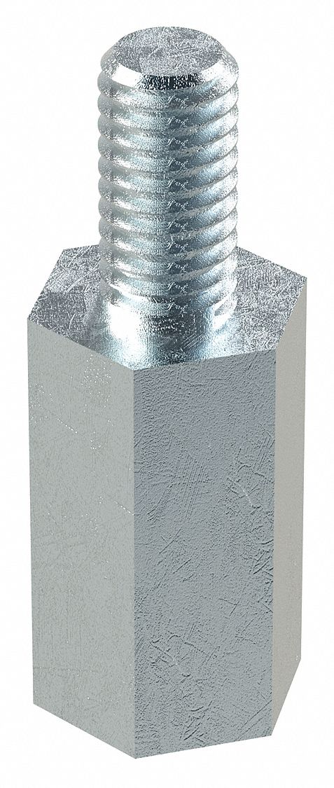 Standoff: M3-0.5 Thrd Sz, 16 mm Lg, 10 mm Body Lg, 6 mm Thread Lg, 5.5 mm Hex Wd, Steel, Zinc Plated