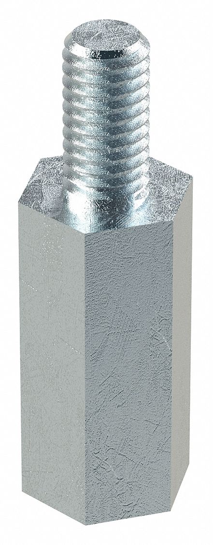 Standoff: M3-0.5 Thrd Sz, 18 mm Lg, 12 mm Body Lg, 6 mm Thread Lg, 5.5 mm Hex Wd, Steel, Zinc Plated