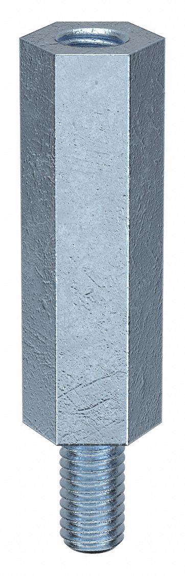 Standoff: M3-0.5 Thrd Sz, 24 mm Lg, 18 mm Body Lg, 6 mm Thread Lg, 5.5 mm Hex Wd, Steel, Zinc Plated