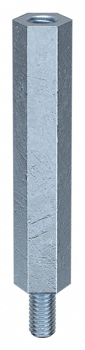 Standoff: M3-0.5 Thrd Sz, 36 mm Lg, 30 mm Body Lg, 6 mm Thread Lg, 5.5 mm Hex Wd, Steel, Zinc Plated