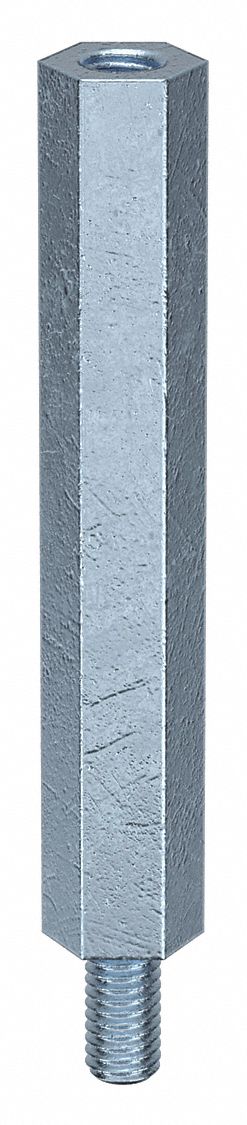 Standoff: M3-0.5 Thrd Sz, 41 mm Lg, 35 mm Body Lg, 6 mm Thread Lg, 5.5 mm Hex Wd, Steel, Zinc Plated