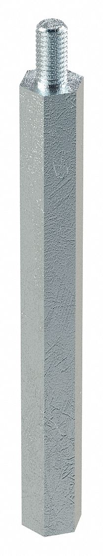 Standoff: M3-0.5 Thrd Sz, 56 mm Lg, 50 mm Body Lg, 6 mm Thread Lg, 5.5 mm Hex Wd, Steel, Zinc Plated