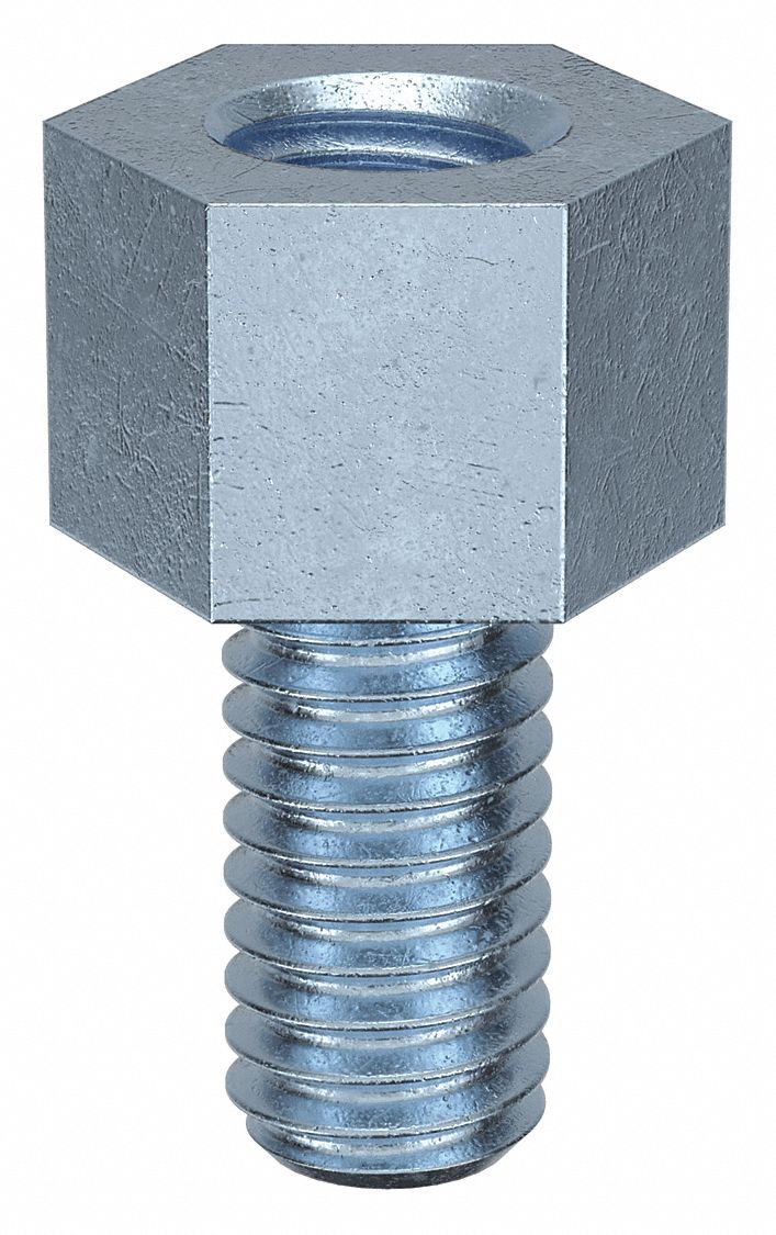 Standoff: M4-0.7 Thrd Sz, 13 mm Lg, 5 mm Body Lg, 8 mm Thread Lg, 7 mm Hex Wd, Steel, Zinc Plated