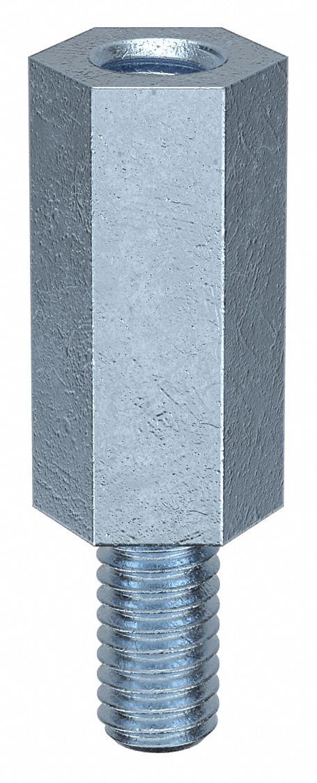 Standoff: M4-0.7 Thrd Sz, 23 mm Lg, 15 mm Body Lg, 8 mm Thread Lg, 7 mm Hex Wd, Steel, Zinc Plated