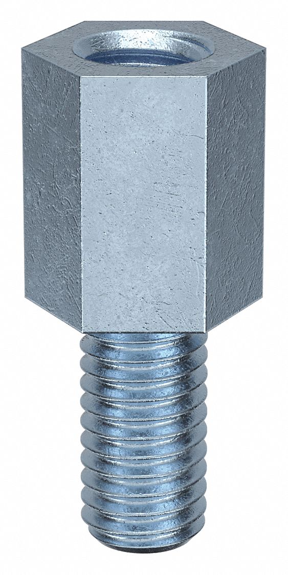 Standoff: M5-0.8 Thrd Sz, 20 mm Lg, 10 mm Body Lg, 10 mm Thread Lg, 8 mm Hex Wd, Steel, Zinc Plated