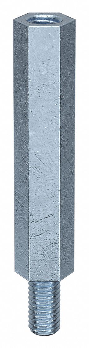 Standoff: M5-0.8 Thrd Sz, 50 mm Lg, 40 mm Body Lg, 10 mm Thread Lg, 8 mm Hex Wd, Steel, Zinc Plated