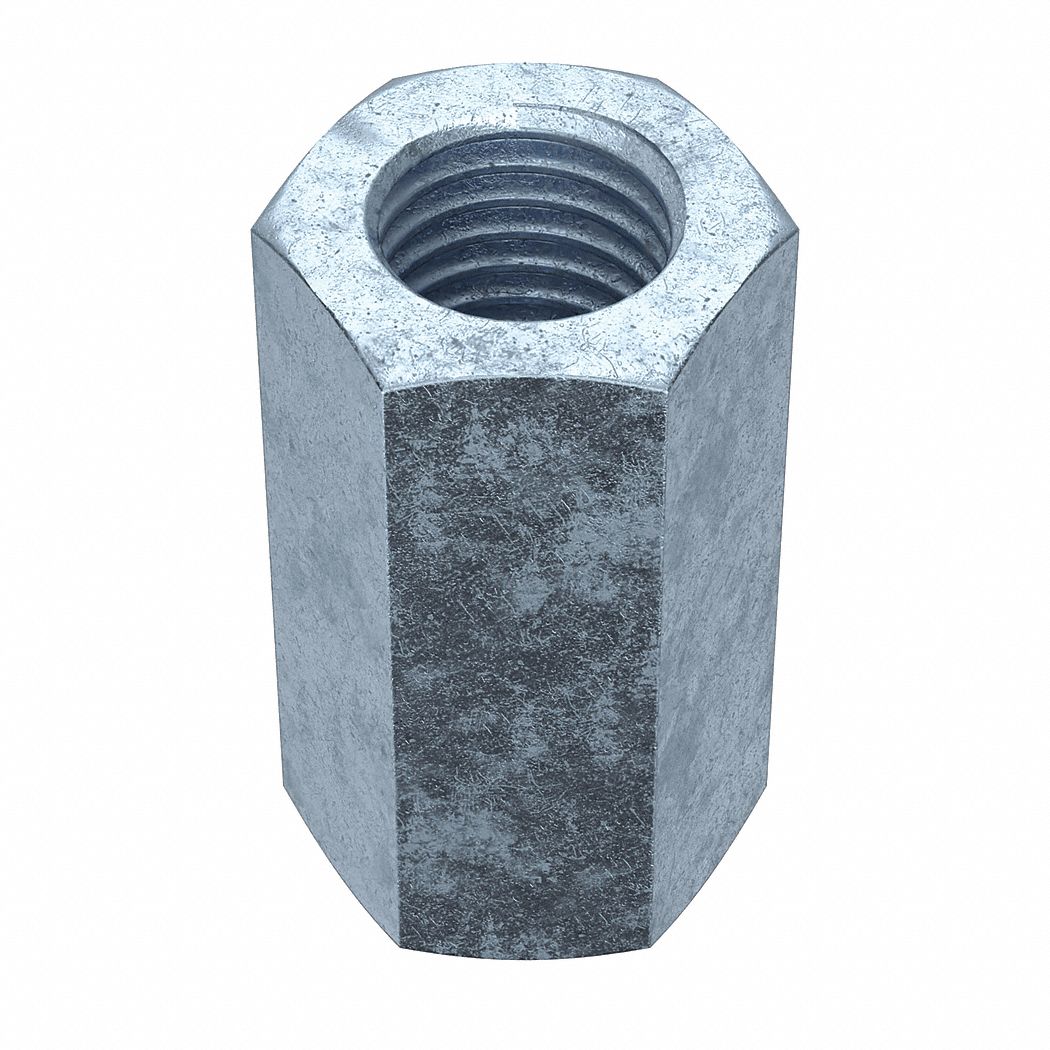 Coupling Nut: Zinc-Plated, 1010-1018, Steel, M8x1.25 Thread, 13 mm Hex Wd, 24 mm Lg, 100 PK