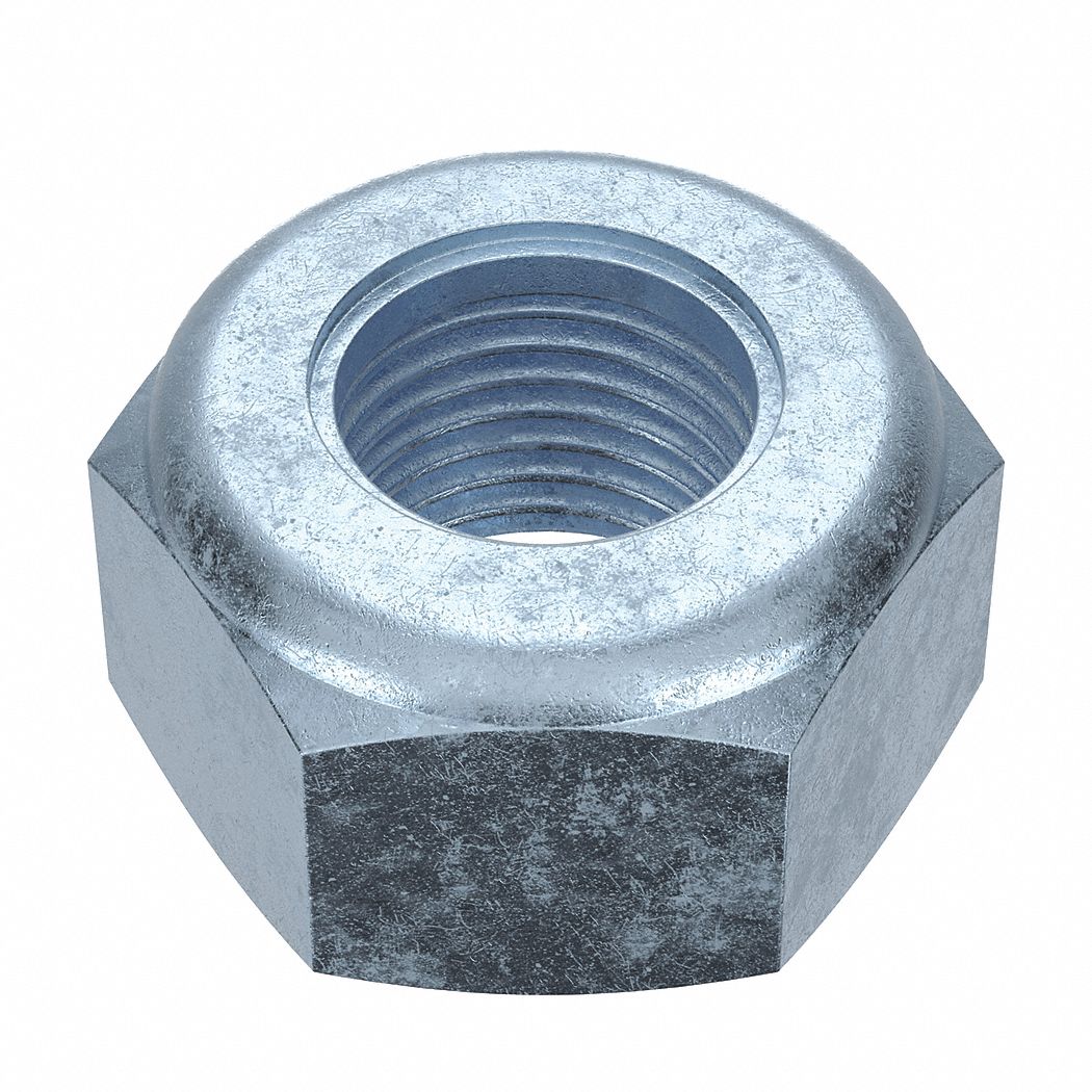 Lock Nut: Nylon Insert, Std Hex, M10x1.00 Thread Size, Steel, Grade 5, Zinc-Plated, 100 PK