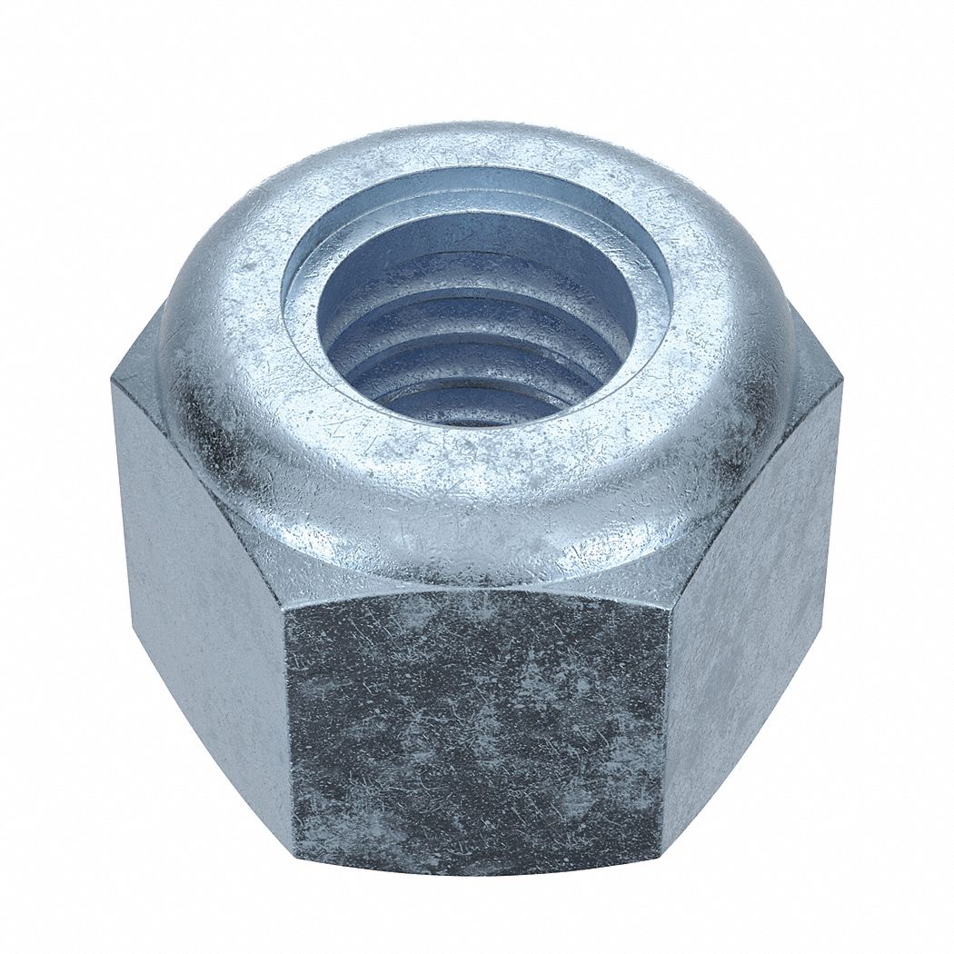 Lock Nut: Nylon Insert, High Hex, M6x1.00 Thread Size, Steel, Class 8, Zinc-Plated, 100 PK