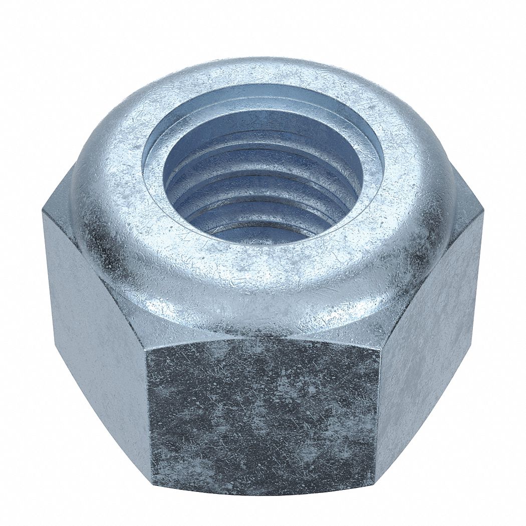 Lock Nut: Nylon Insert, High Hex, M8x1.25 Thread Size, Steel, Class 8, Zinc-Plated, 100 PK