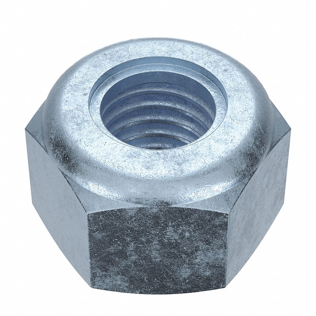 Lock Nut: Nylon Insert, High Hex, M10x1.50 Thread Size, Steel, Class 8, Zinc-Plated, 100 PK