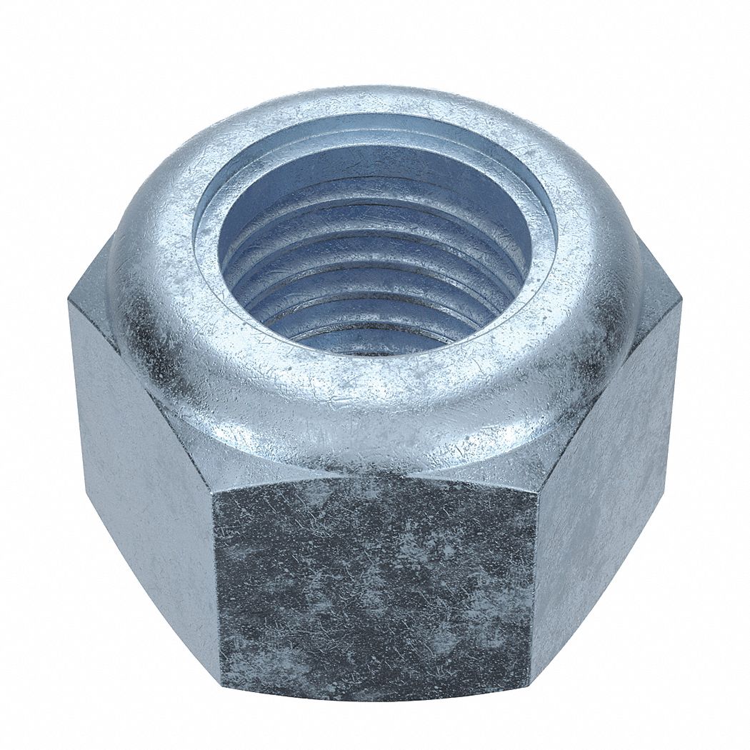 Lock Nut: Nylon Insert, High Hex, M16x2.00 Thread Size, Steel, Class 8, Zinc-Plated, 50 PK