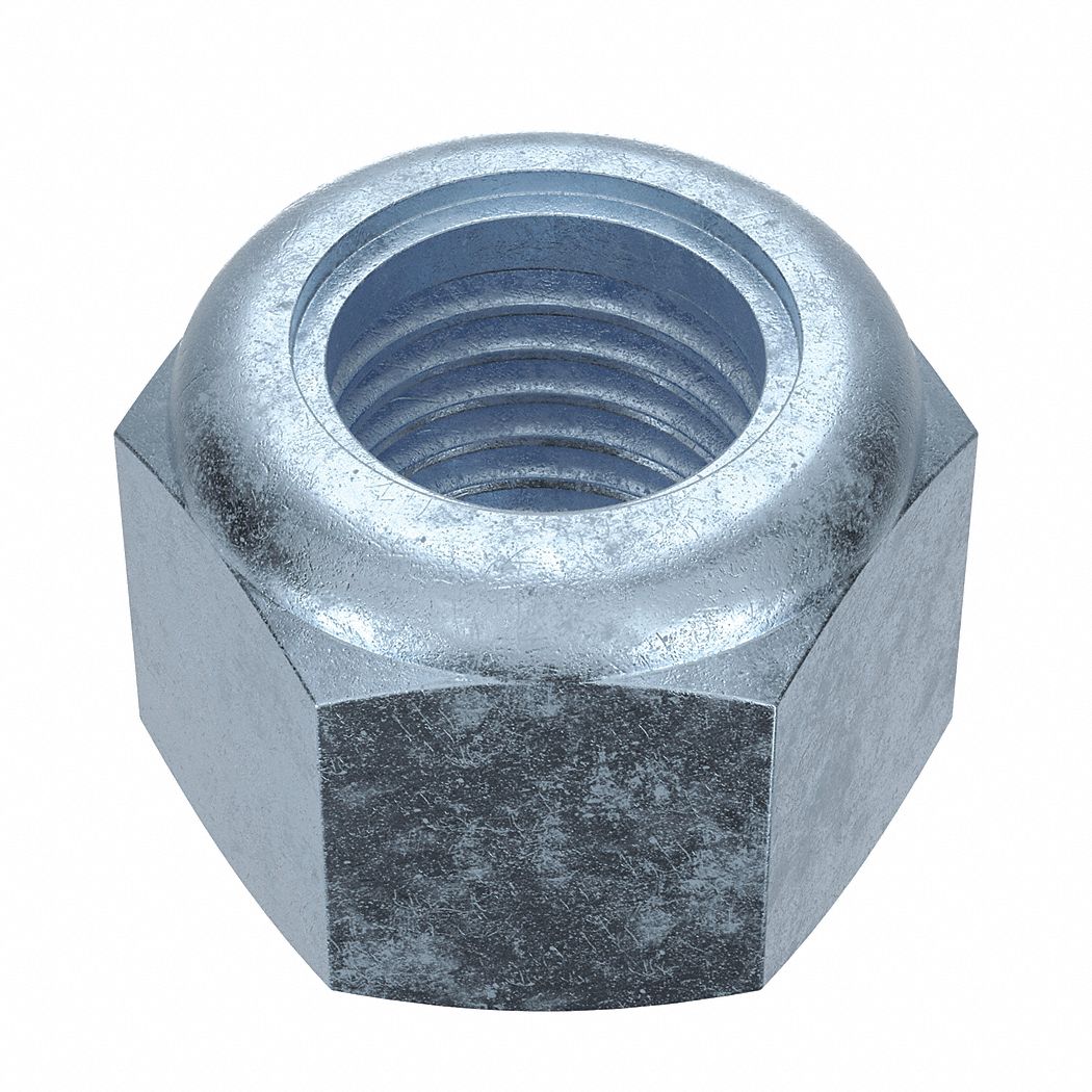 Lock Nut: Nylon Insert, High Hex, M24x3.00 Thread Size, Steel, Class 8, Zinc-Plated, 10 PK