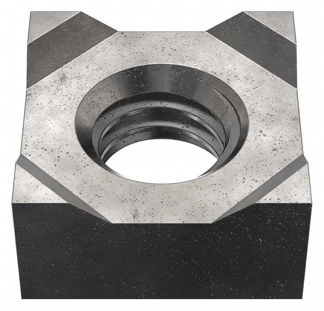Weld Nut: M4x3.50 Thread, Black Oxide, Steel, Square Base, 3.5 mm Base Ht, 7 mm Base Wd, 100 PK