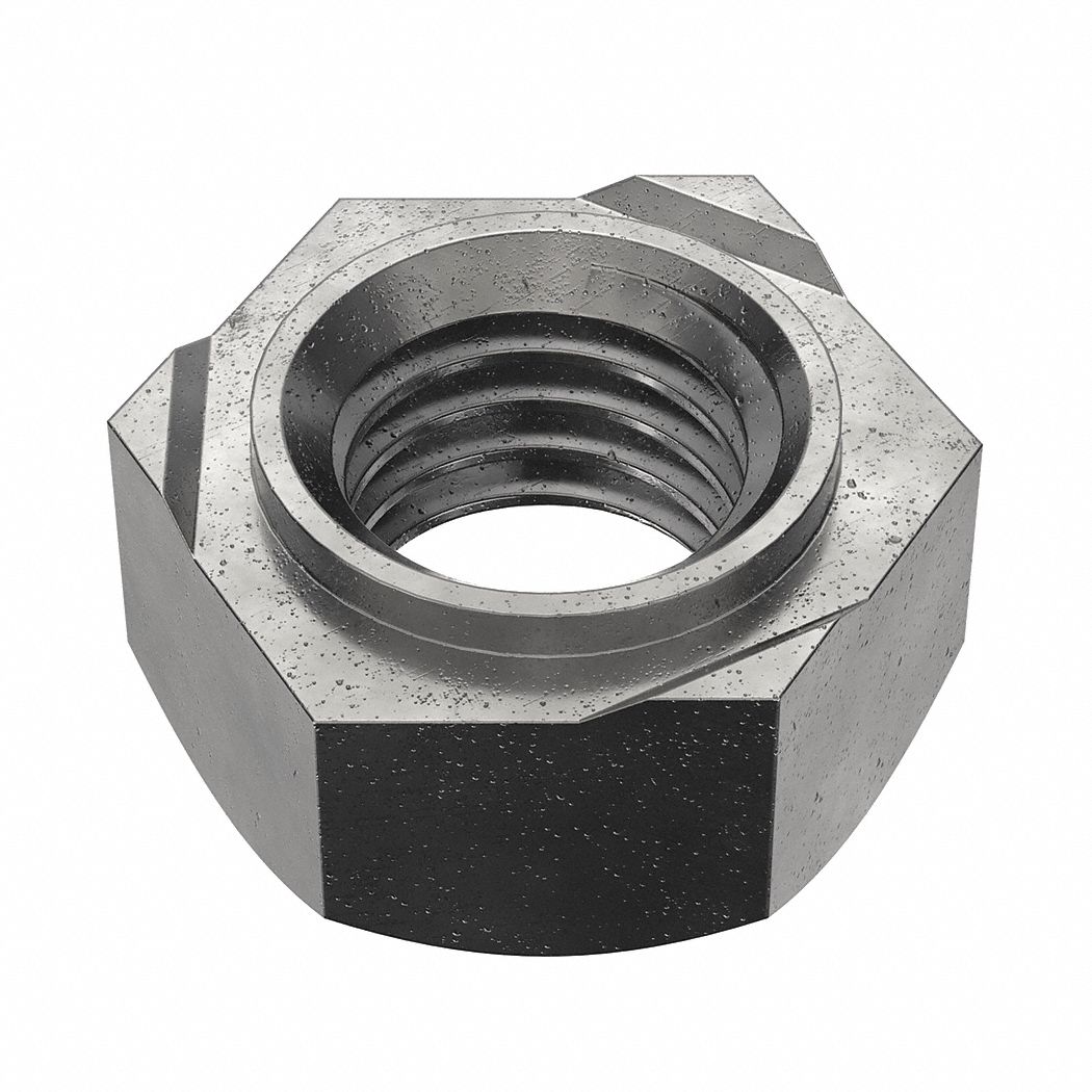 WELD NUT, M12-1.75 THREAD, HEX, 10MM BASE H, 19MM BASE W, 20 29/32MM BASE L, STEEL, 100 PK