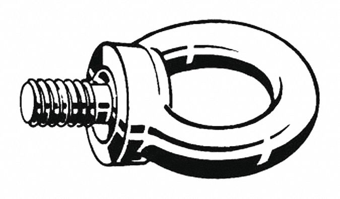 MACHINERY EYE BOLT, WITH SHOULDER, STEEL, PLAIN, M14-2.00 THREAD, 20.5MM THREAD L, 10 PK