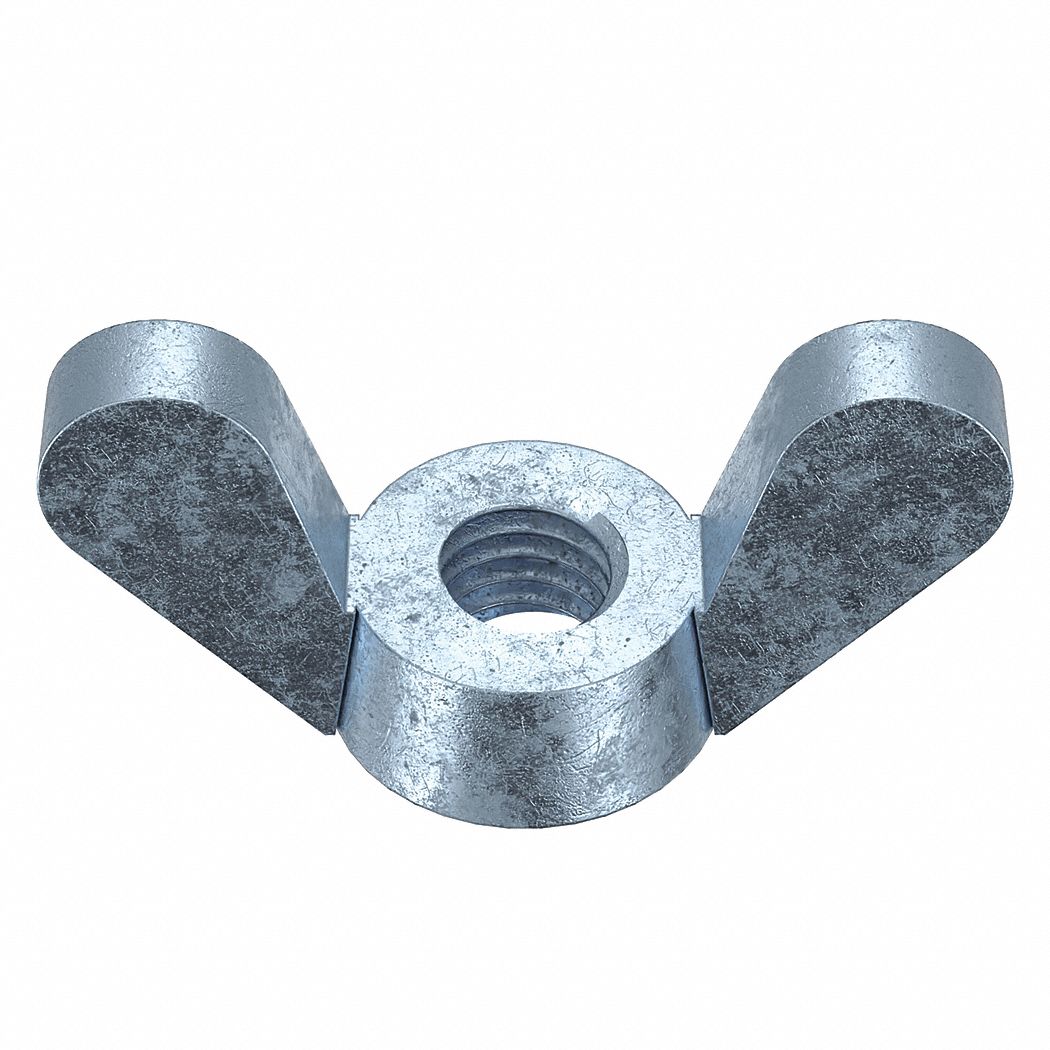 Wing Nut: M5x0.80 Thread Size, Steel, Zinc-Plated, 26 mm Max Wing Span, 13 mm Overall Ht, 100 PK
