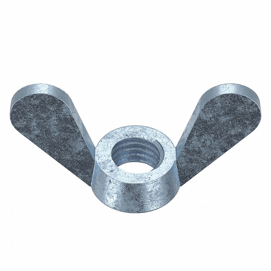 WING NUT, M8-1.25 THREAD SIZE, STEEL, CLASS 5, ZINC PLATED, 39MM MAX WING SPAN, 100 PK