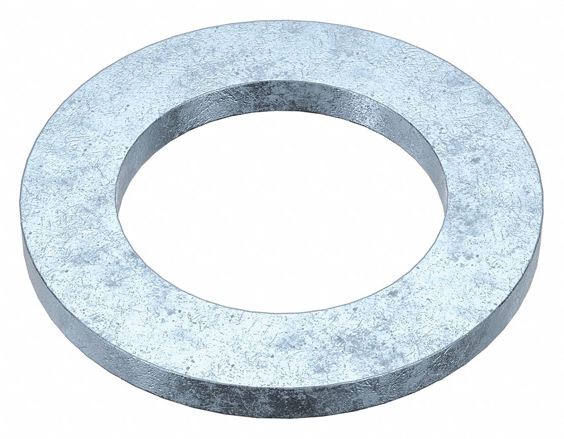 Small O.D. Flat Washer: Case Hardened, Zinc Plated, Steel, M18 Screw Sz, 19.33 mm In Dia, 100 PK