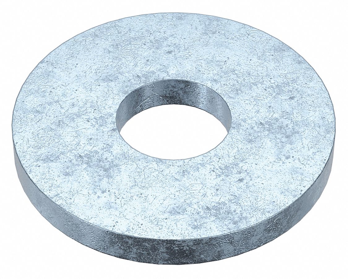Extra Thick Oversized Washer: Case Hardened, Zinc Plated, Steel, M3 Screw Sz, 3.2 mm In Dia, 100 PK