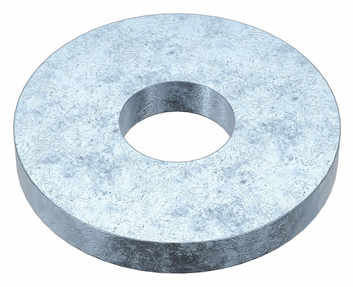 Extra Thick Oversized Washer: Case Hardened, Zinc Plated, Steel, M5 Screw Sz, 5.3 mm In Dia, 100 PK