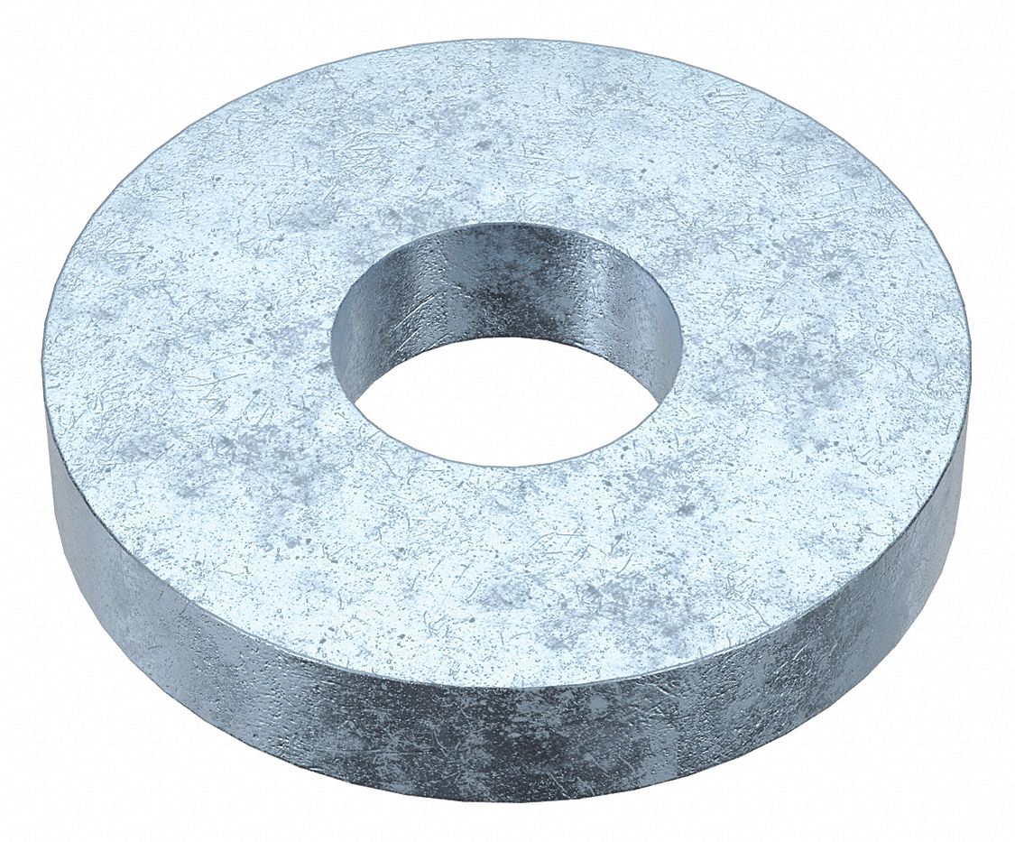 Extra Thick Oversized Washer: Case Hardened, Zinc Plated, Steel, M6 Screw Sz, 6.4 mm In Dia, 100 PK