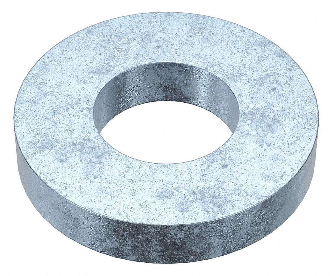 Extra Thick Oversized Washer: Case Hardened, Zinc Plated, Steel, M20 Screw Sz, 21 mm In Dia, 100 PK