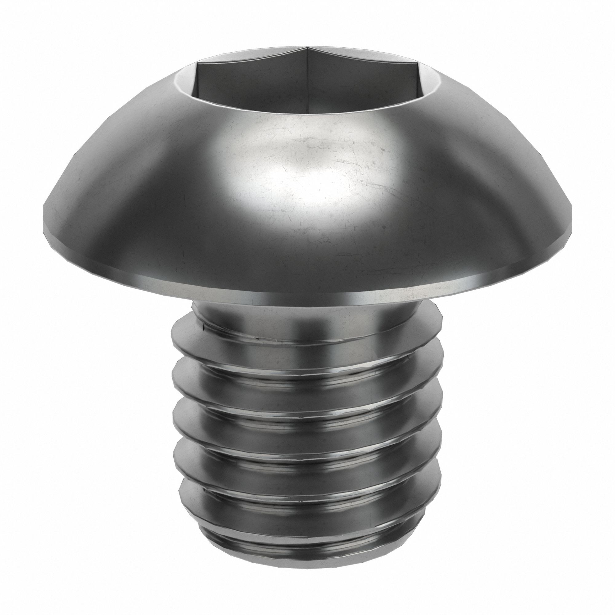 Socket Head Cap Screw: M5x0.80 Thread Size, 6 mm Lg, Button, Plain, Stainless Steel, 18-8, 50 PK