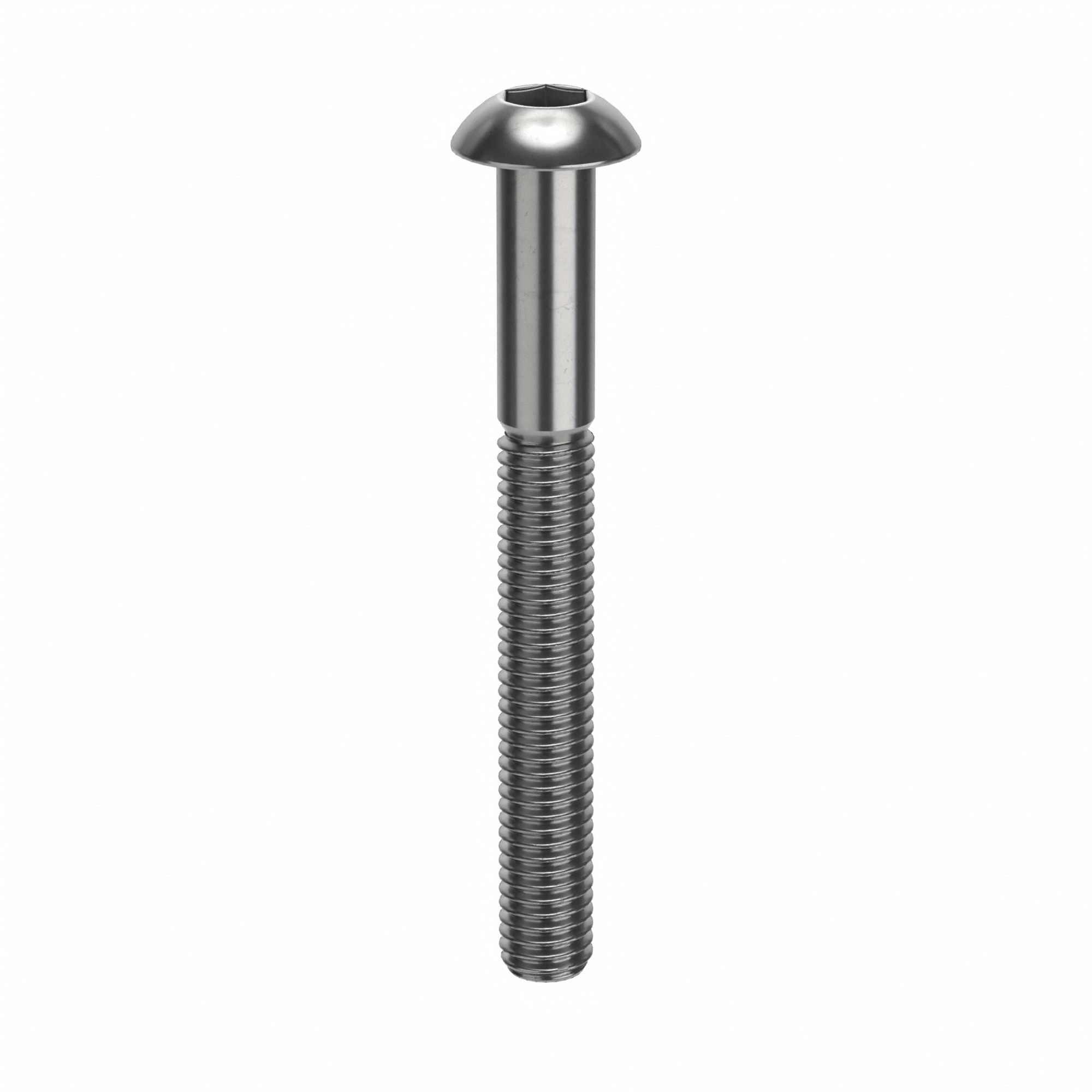 Socket Head Cap Screw: M5x0.80 Thread Size, 45 mm Lg, Button, Plain, Stainless Steel, 18-8, 50 PK