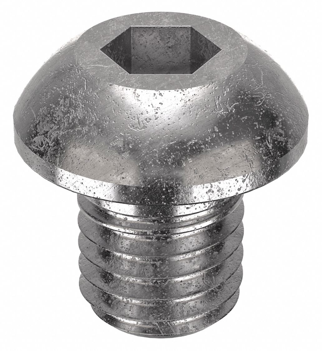Socket Head Cap Screw: M10x1.50 Thread Size, 12 mm Lg, Button, Plain, Stainless Steel, 18-8, 50 PK