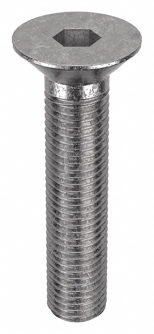 Socket Flat Head Screw: M16x2.00 Thread Size, 70 mm Lg, Flat, Plain, Stainless Steel, 18-8, 10 PK