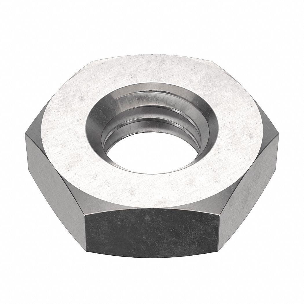Hex Nut: Jam Hex, M3x0.50 Thread, 5.5 mm Hex Wd, 1.8 mm Hex Ht, Stainless Steel, 18-8, Plain, 100 PK