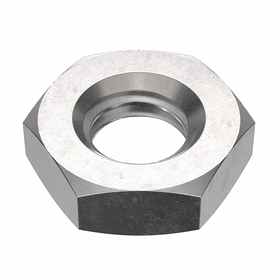 Hex Nut: Jam Hex, M6x1.00 Thread, 10 mm Hex Wd, 3.2 mm Hex Ht, Stainless Steel, 18-8, Plain, 100 PK