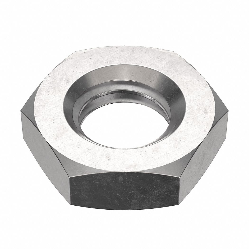 Hex Nut: Jam Hex, M8x1.25 Thread, 13 mm Hex Wd, 4 mm Hex Ht, Stainless Steel, 18-8, Plain, 100 PK
