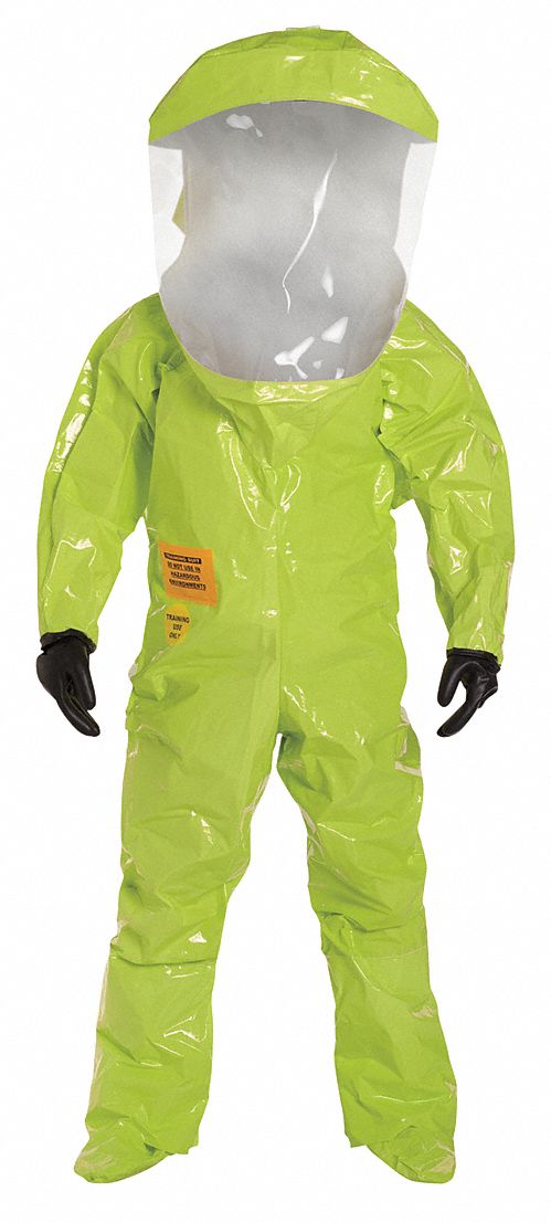 DUPONT Level B Rear-Entry Encapsulated Training Suit, Lime Yellow, 3XL ...