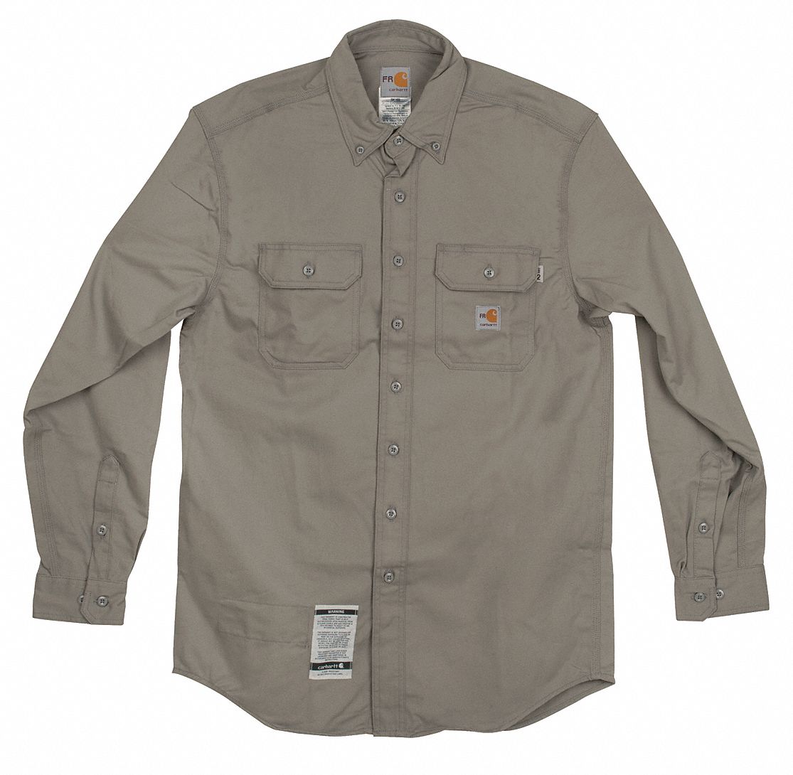 CARHARTT, 8.6 cal/sq cm ATPV, Men's, Flame-Resistant Collared Shirt ...