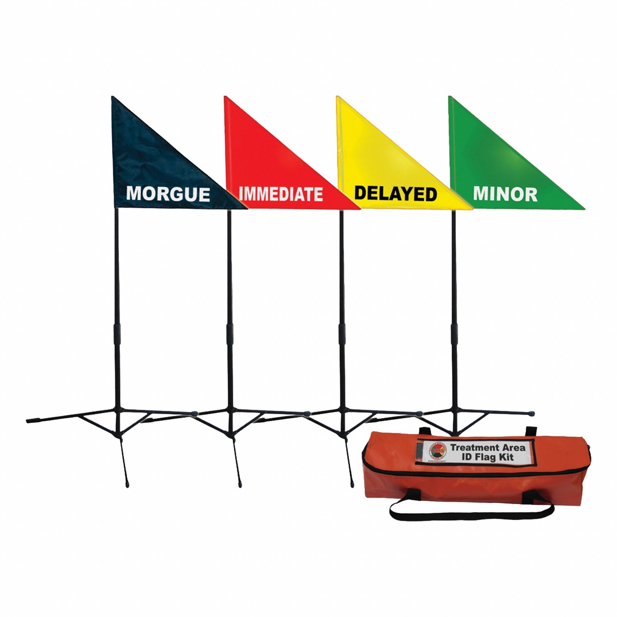 Triage Flag Kit: Black/Green/Red/Yellow, 19 in Overall Wd, Nylon