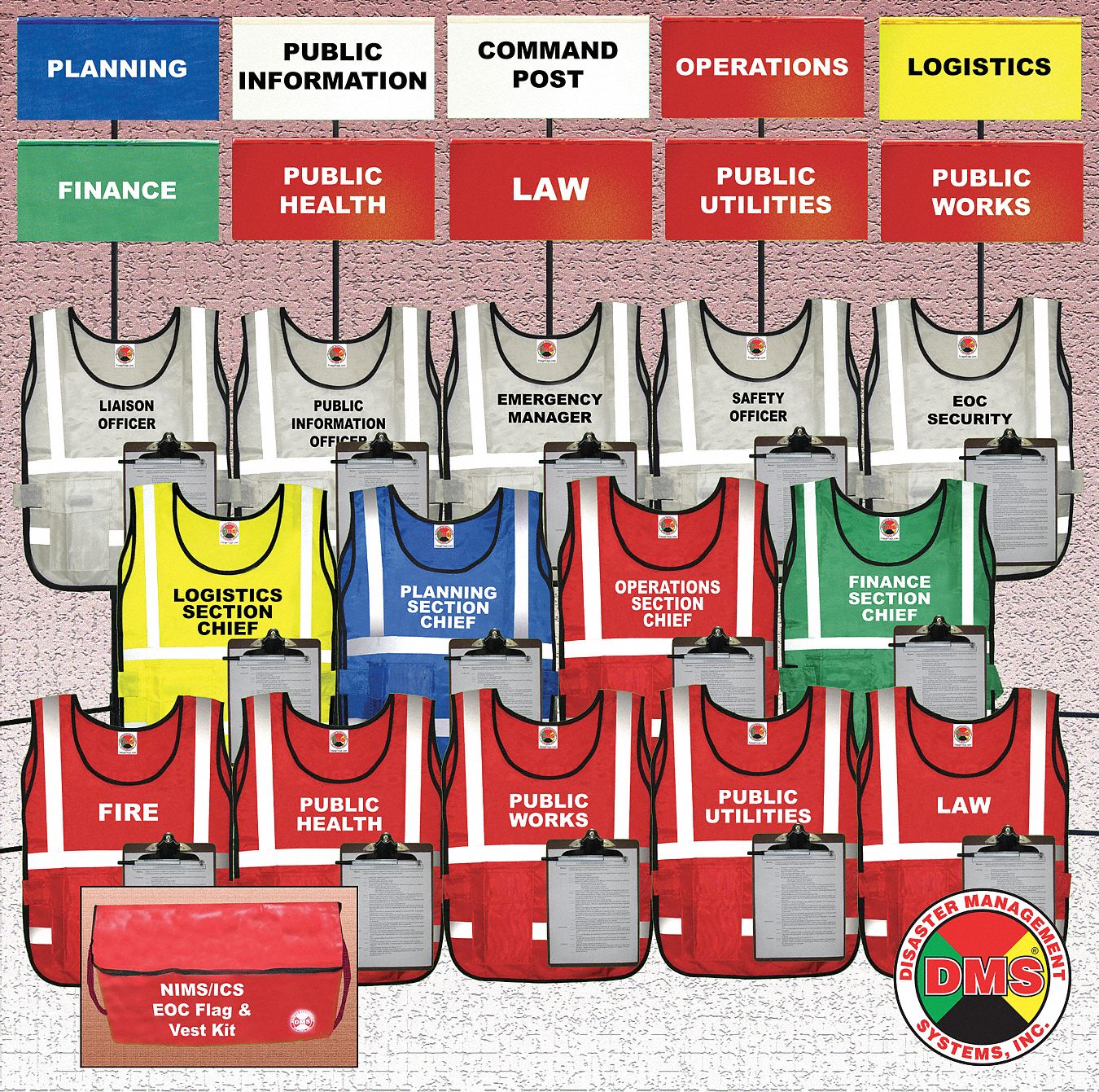 DISASTER MANAGEMENT SYSTEMS, EOC Flag/Vest Kit - 38E571|DMS 05303 ...