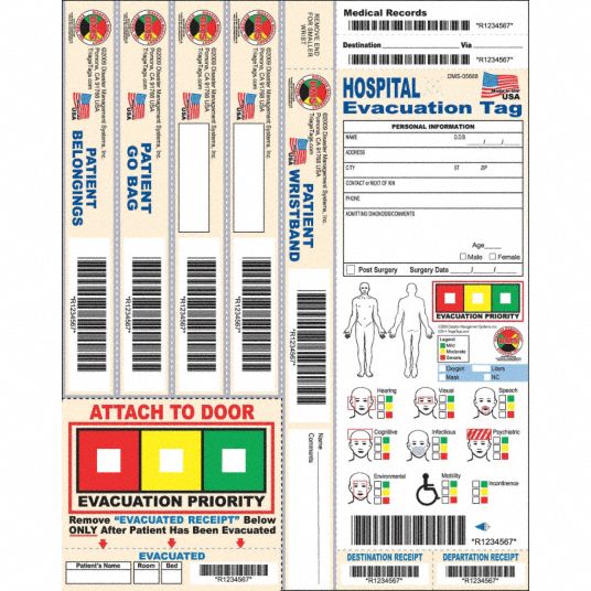 Hospital Evacuation Tag, PK 25 - Grainger