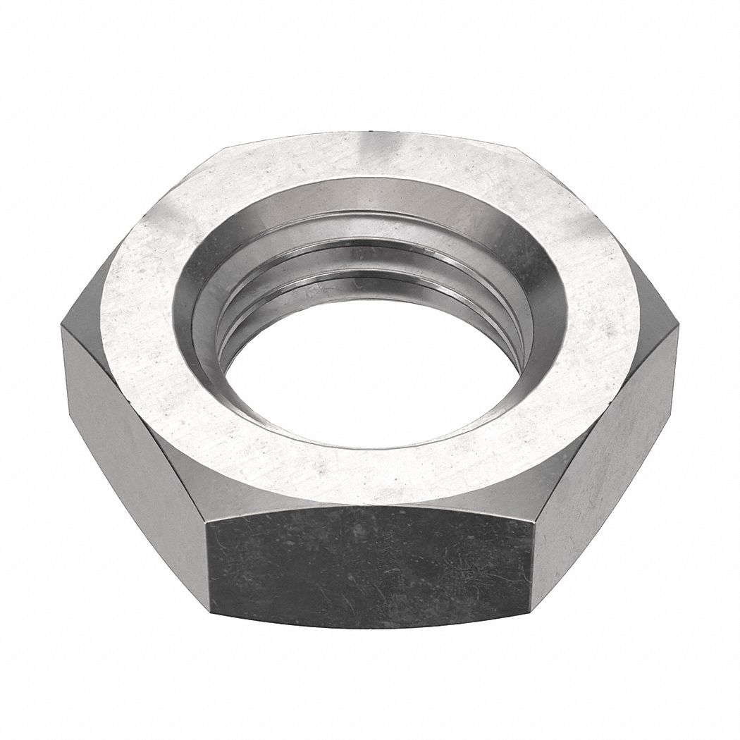 Hex Nut: Jam Hex, M16x2.00 Thread, 24 mm Hex Wd, 8 mm Hex Ht, Stainless Steel, 18-8, Plain, 50 PK