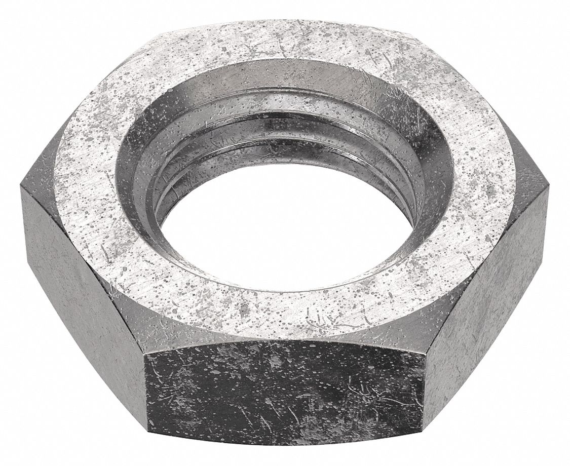 Hex Nut: Jam Hex, M24x3.00 Thread, 36 mm Hex Wd, 12 mm Hex Ht, Stainless Steel, 18-8, Plain, 10 PK