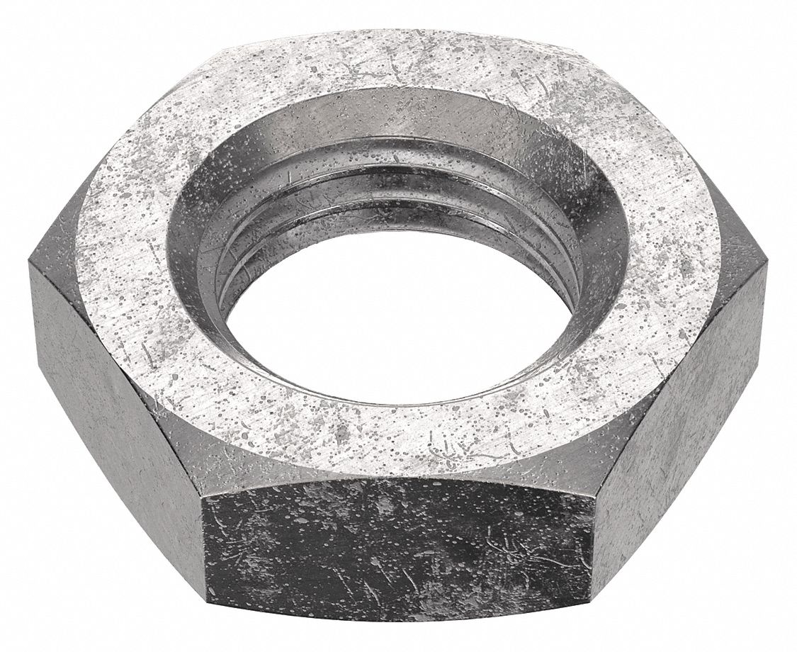 Hex Nut: Jam Hex, M30x3.50 Thread, 46 mm Hex Wd, 15 mm Hex Ht, Stainless Steel, 18-8, Plain, 3 PK