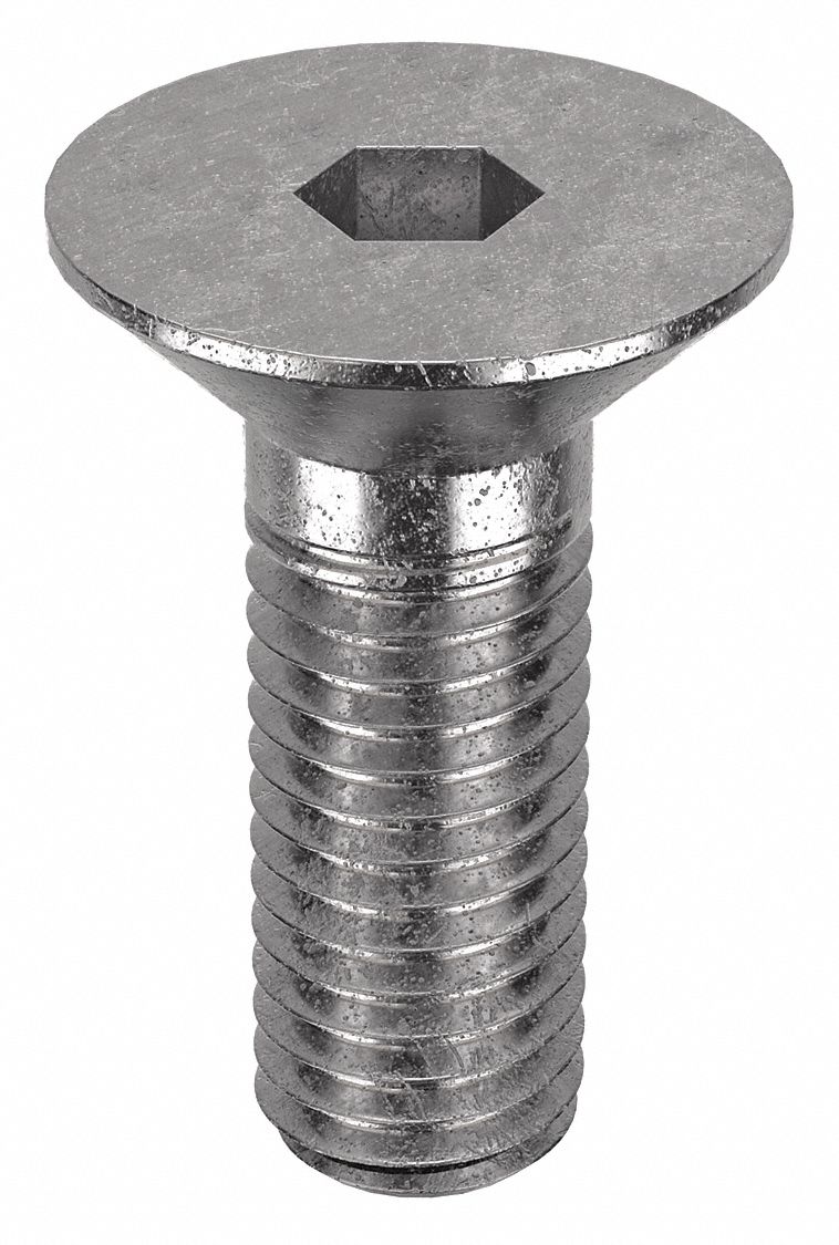 Socket Flat Head Screw: M10x1.50 Thread Size, 25 mm Lg, Flat, Plain, Stainless Steel, 316, 50 PK