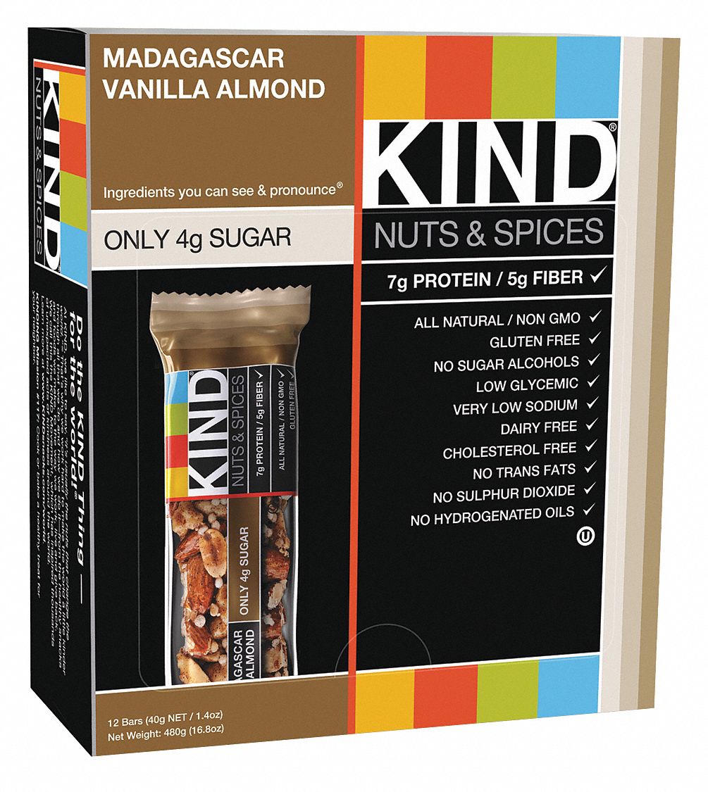 KIND Nuts and Spices Bar: Madagascar Vanilla Almond, 1.4 oz Size, 12 PK