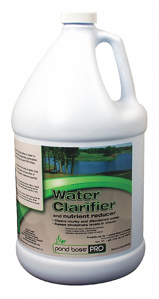 Clarifier: 1 acre-ft, 5.5 to 9.5 pH, Bottle, 1 gal Container Size