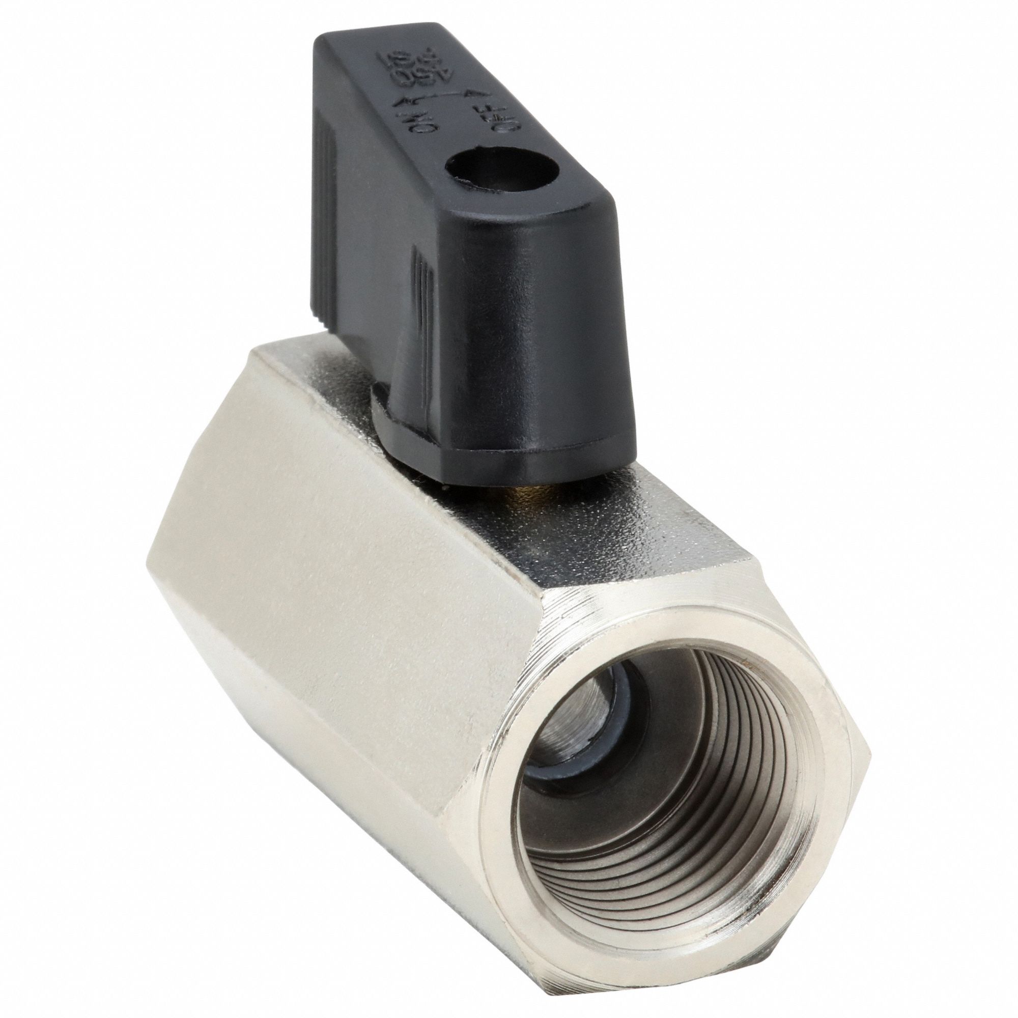 Manual Two-Way Ball Valve: 3/8 in, Nickel-Plated Brass, Straight, FNPT x FNPT, Wedge